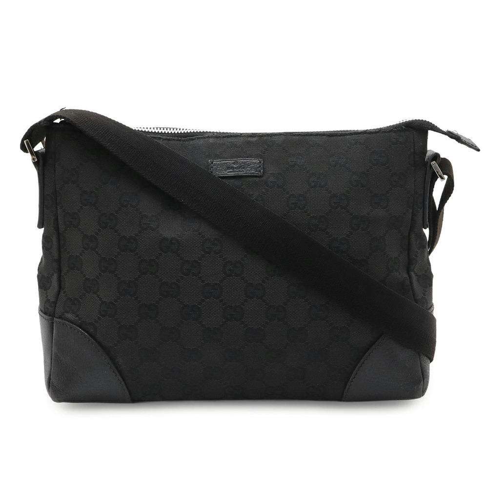 Gucci GG Canvas Messenger Crossbody Leather Black